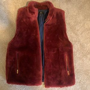 Burgundy, soft, faux fur vest